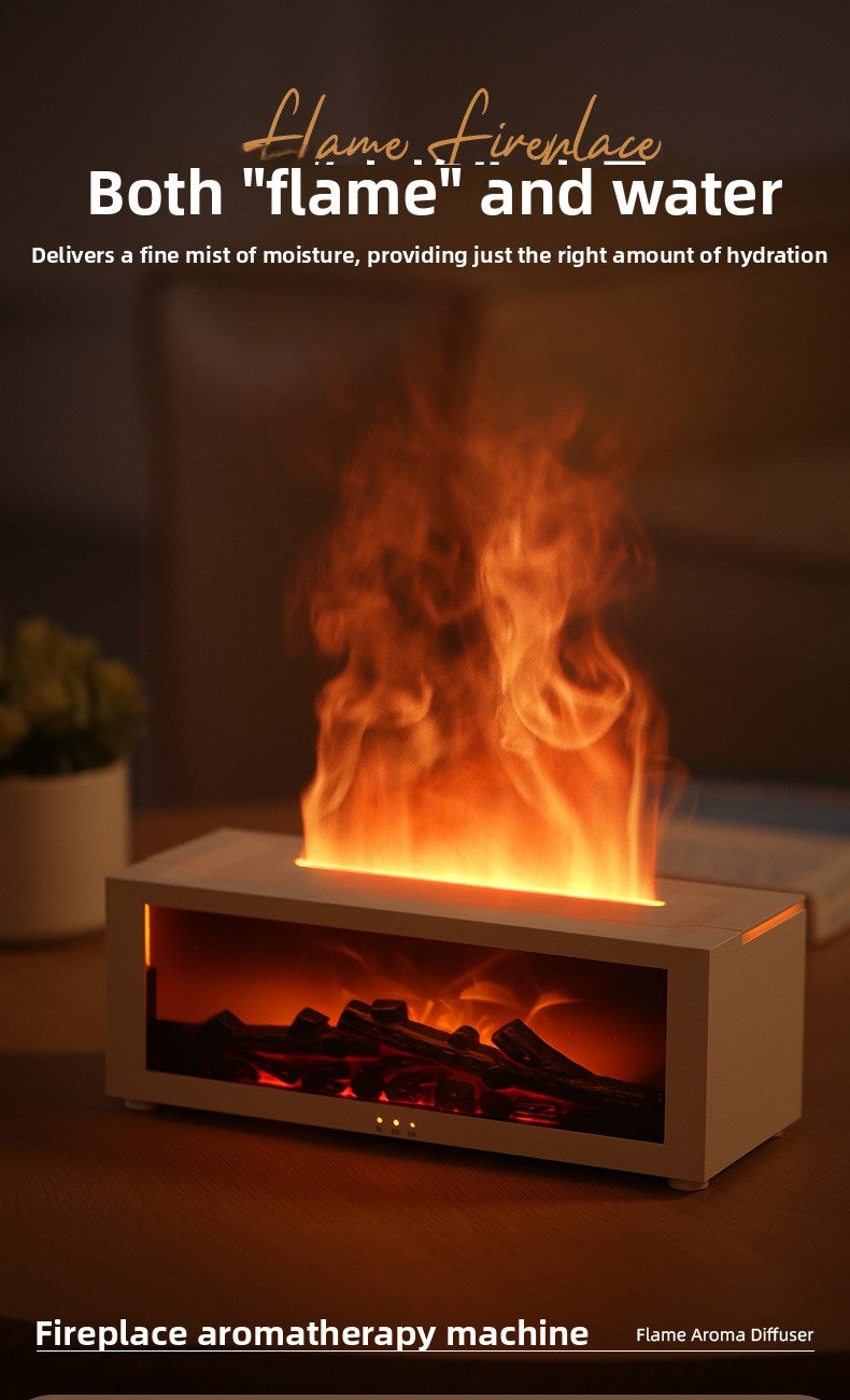 🔥 Cozy Flame Fireplace Humidifier | Aromatherapy Diffuser Night Light