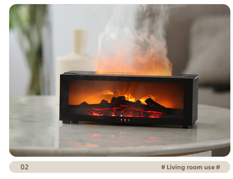 🔥 Cozy Flame Fireplace Humidifier | Aromatherapy Diffuser Night Light