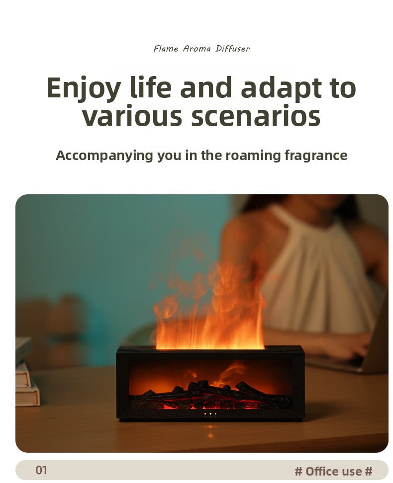 🔥 Cozy Flame Fireplace Humidifier | Aromatherapy Diffuser Night Light