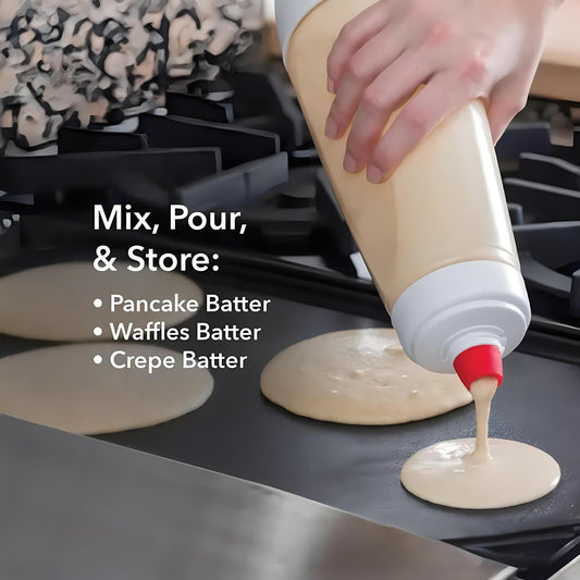 Pancake Mixer Dispenser with Measurement Markings