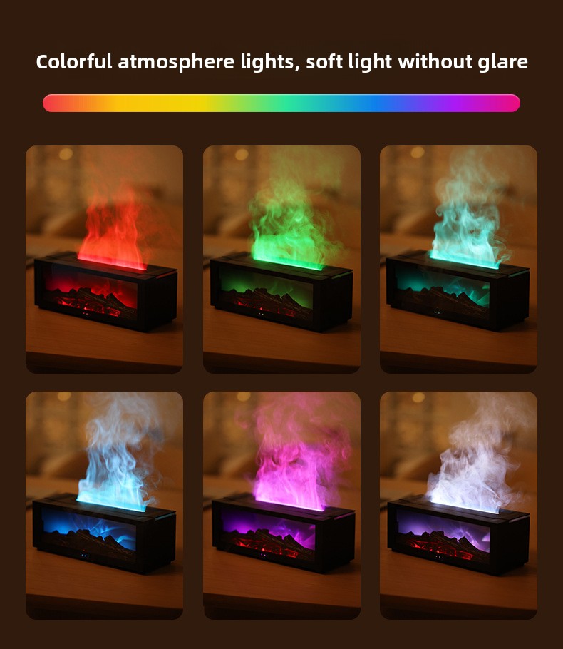 🔥 Cozy Flame Fireplace Humidifier | Aromatherapy Diffuser Night Light