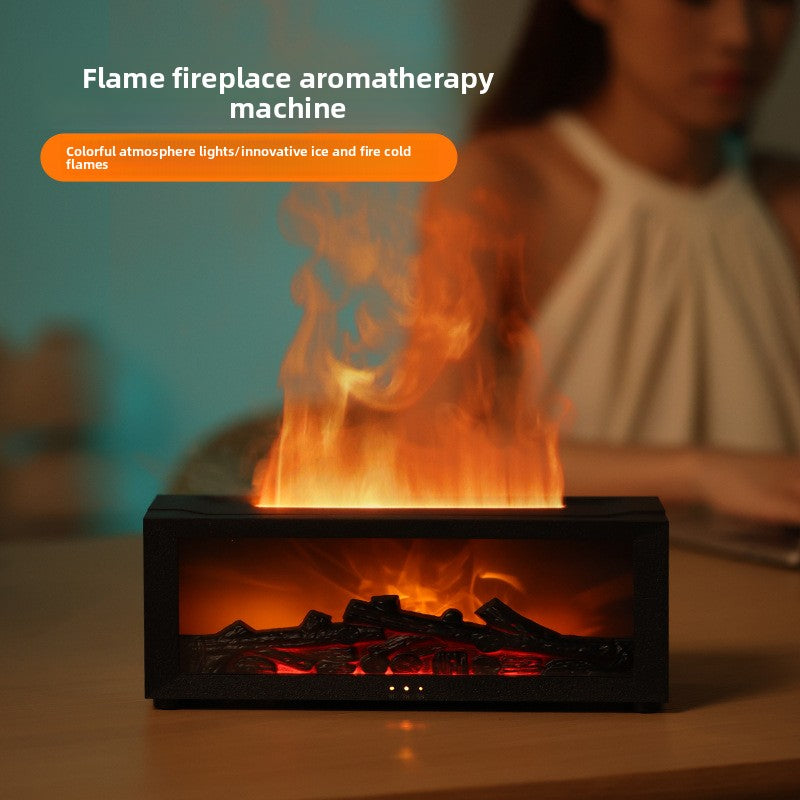 🔥 Cozy Flame Fireplace Humidifier | Aromatherapy Diffuser Night Light