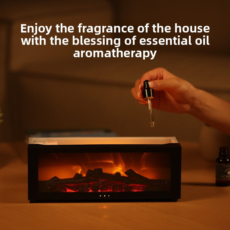 🔥 Cozy Flame Fireplace Humidifier | Aromatherapy Diffuser Night Light