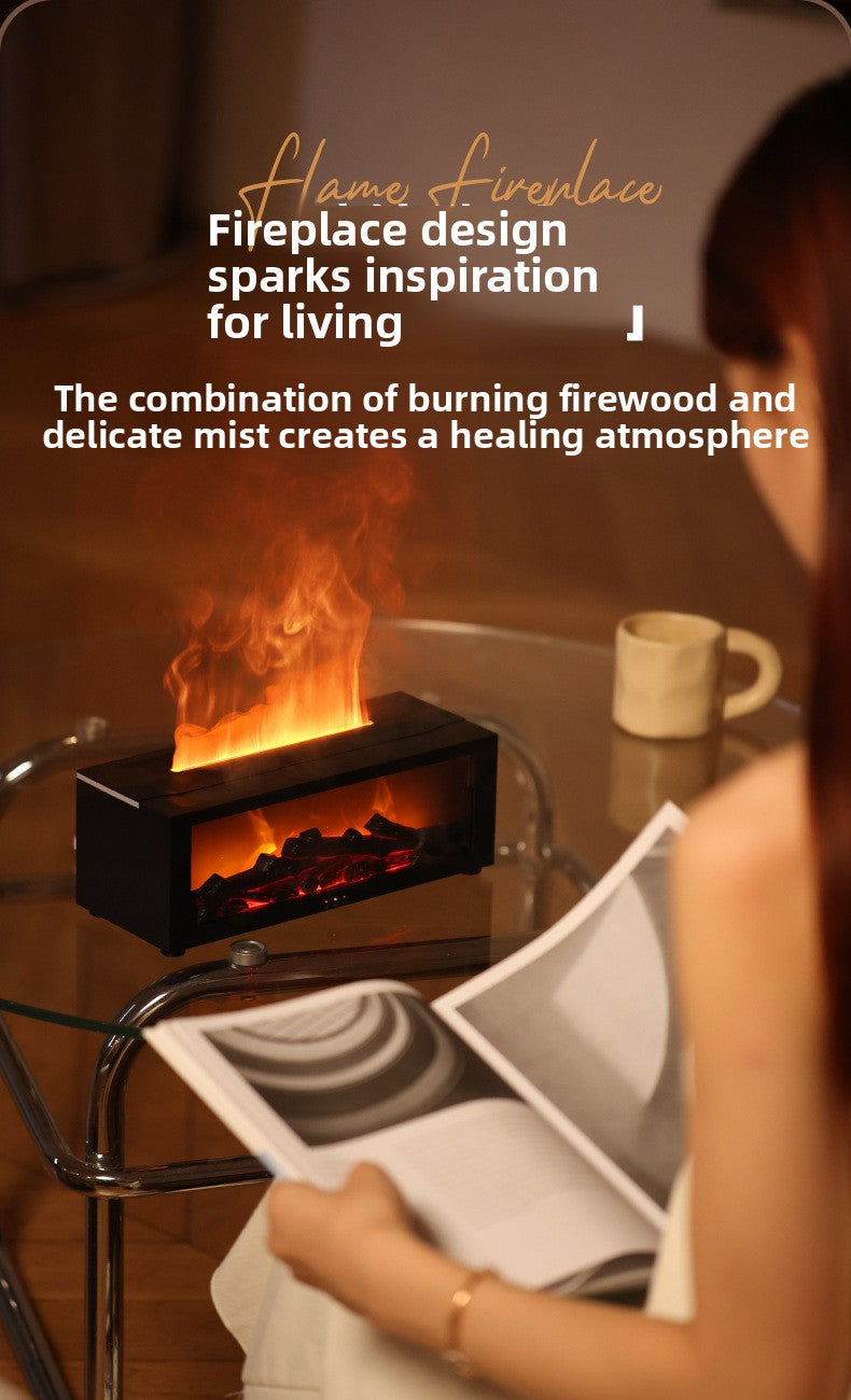 🔥 Cozy Flame Fireplace Humidifier | Aromatherapy Diffuser Night Light