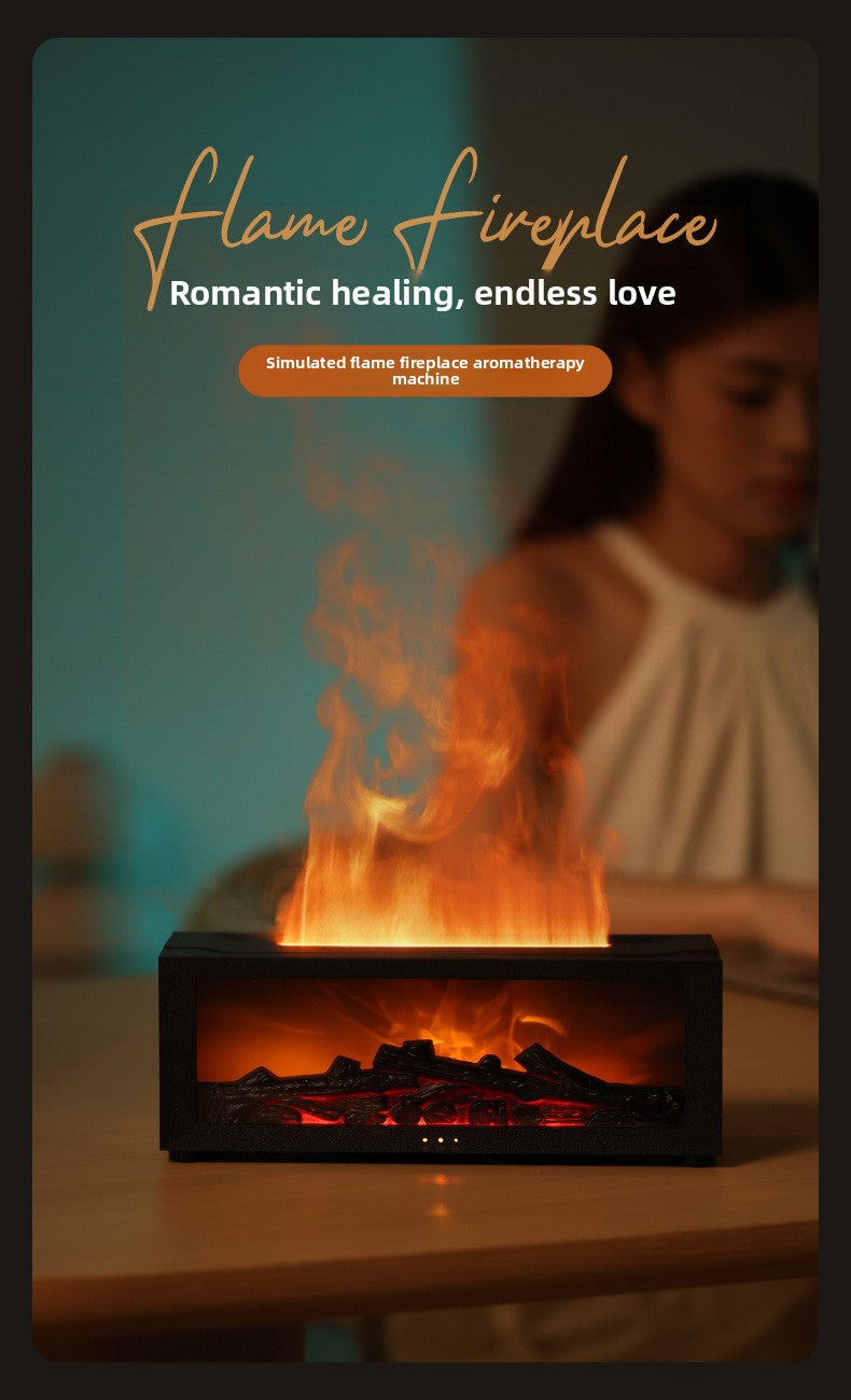 🔥 Cozy Flame Fireplace Humidifier | Aromatherapy Diffuser Night Light