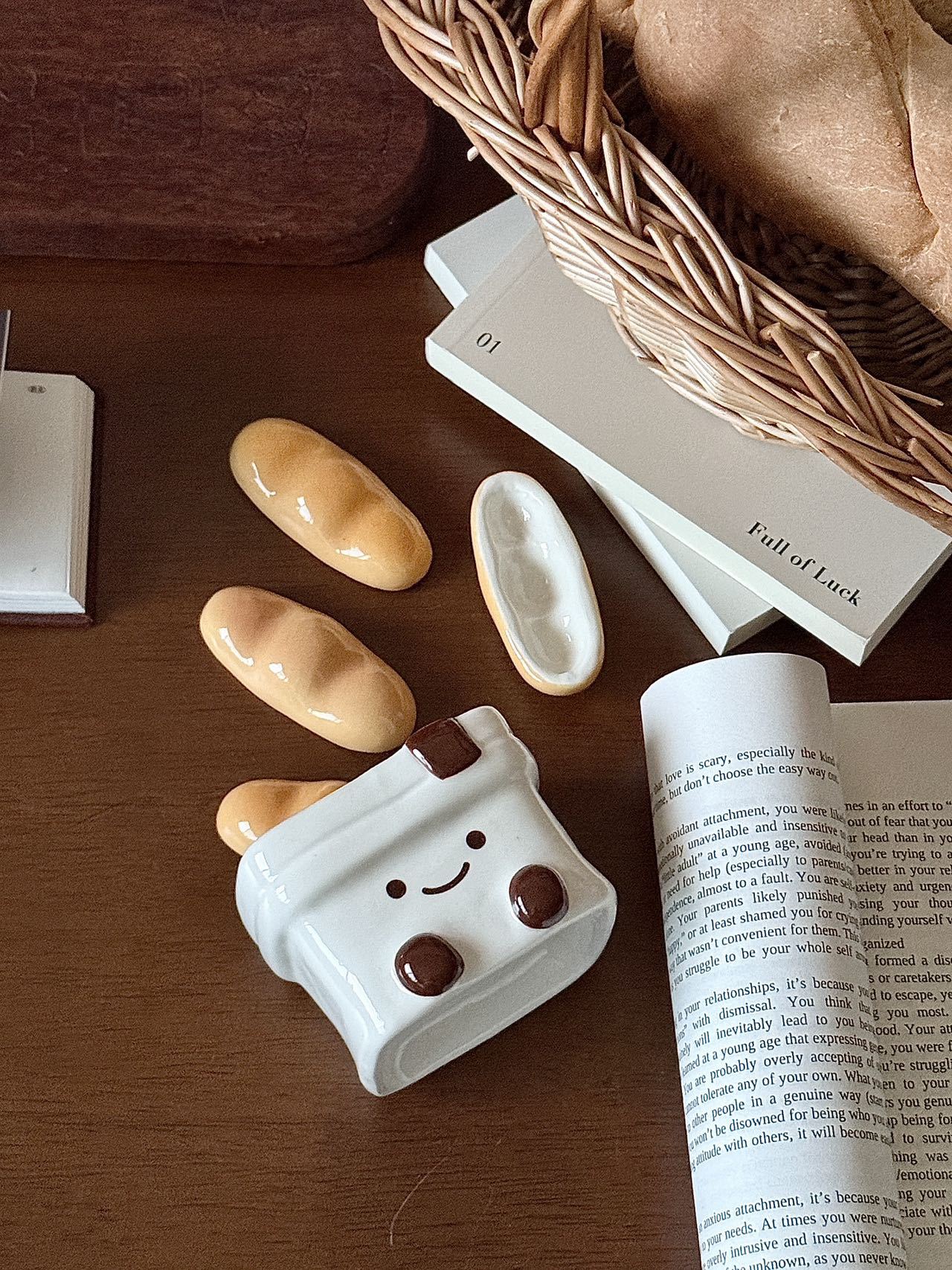 Cute Bread Ceramic Chopstick Rest | Adorable Tableware Holder for Home Dining