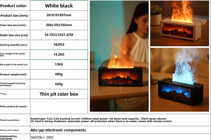 🔥 Cozy Flame Fireplace Humidifier | Aromatherapy Diffuser Night Light